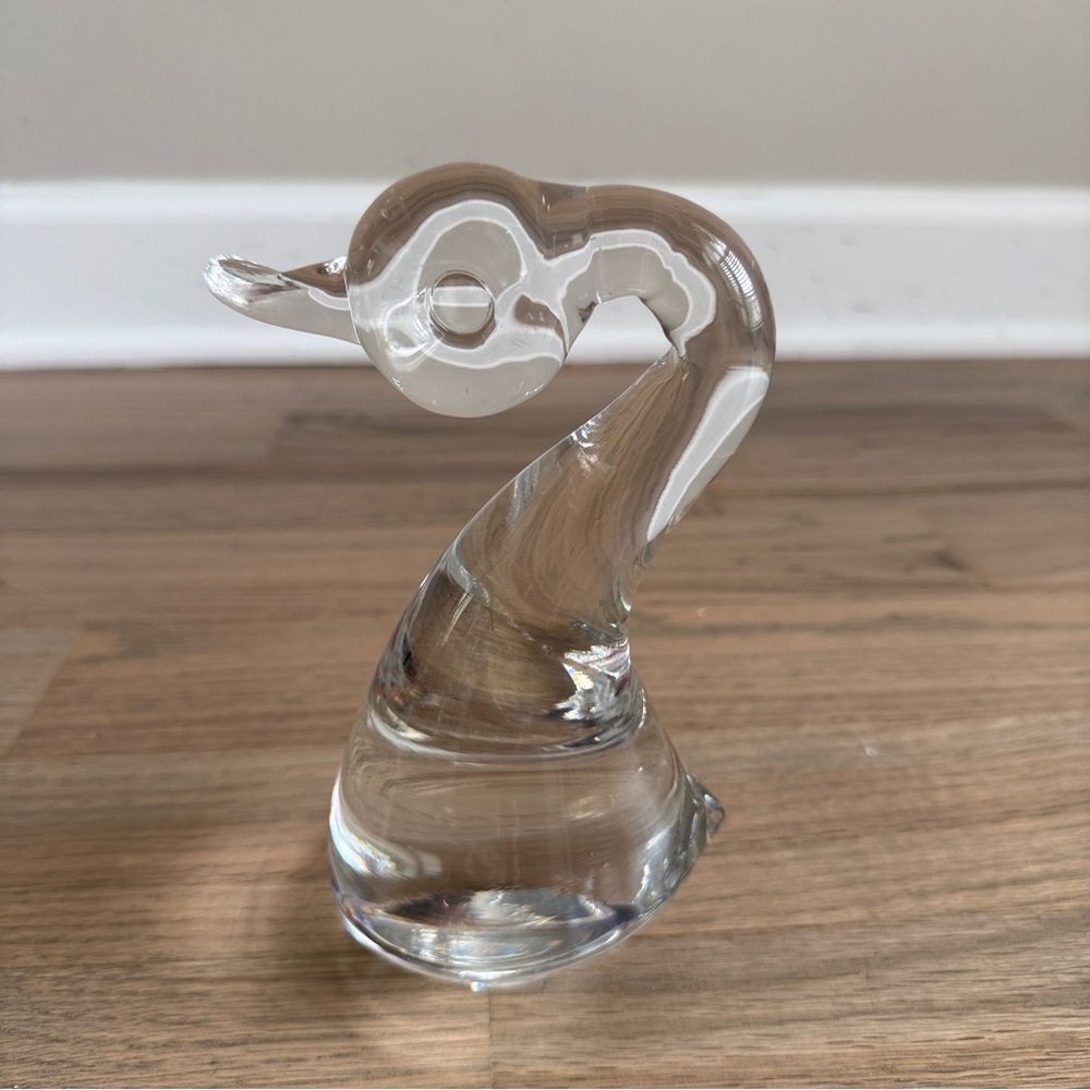 Vintage Clear Art Glass Duck Figurine - Picture 2 of 6